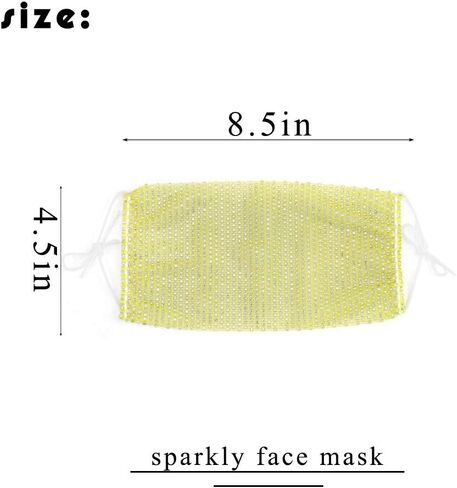 Urieo Sparkly Rhinestone Mesh Mask Yellow Crystal Bling Masks Ball Party Nightclub for Women and Girls in Kuwait