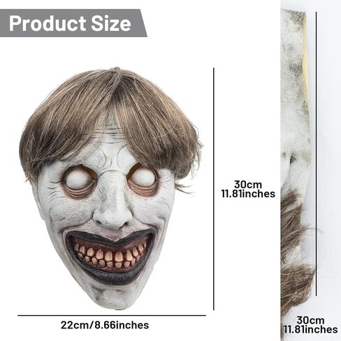 AQKILO® قناع الساحرة المبتسمة الرعب الشر اللاتكس أقنعة واقعية كاملة الرأس فستان فاخر لحفلات الهالوين كرنفال in Kuwait