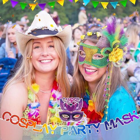 Campsis Women Mardi Gras Mask Flower Masquerade Masks Feather Carnival Costume Mask Rave Ball Prom Party Accessory in Saudi Arabia