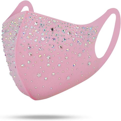 CCbodily Halloween Kunoichi Masquerade Mask for Women - Rhinestone Masquerade Mask Necklace Jewelry for Women (Pink2) in Saudi Arabia
