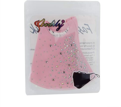 CCbodily Halloween Kunoichi Masquerade Mask for Women - Rhinestone Masquerade Mask Necklace Jewelry for Women (Pink2) in Saudi Arabia