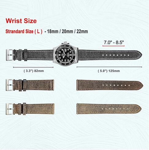 torbollo Leather Watch Band for Men, Quick Release Strap Top Grain Calfskin Real Leather Soft Vintage Replacement of 18mm, 20mm or 22mm for Men Women in Saudi Arabia