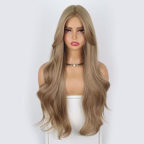 Light Brown Wavy Wigs for Women 26 inch Curly Wigs Replacement Wig Cosplay Costume Halloween Wig(26'' Light Brown) in Saudi Arabia