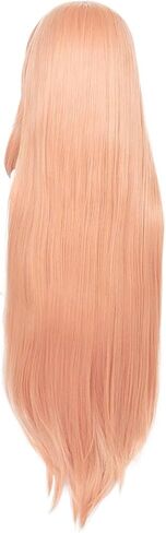 JoneTing Light Orange Wig【+Wig Cap +2 Horns】 Power Wig for Girls Long Anime Cosplay Wig With Bangs Synthetic Long Straight Wig for Anime Cosplay Party Halloween Cosplay in Kuwait