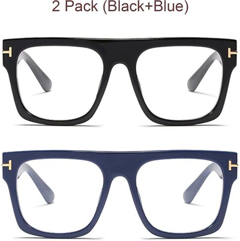 اي ال ال تي نظارات طبية مربعة كبيرة للجنسين بدون وصفة طبية بعدسات شفافة مسطحة, L in Kuwait