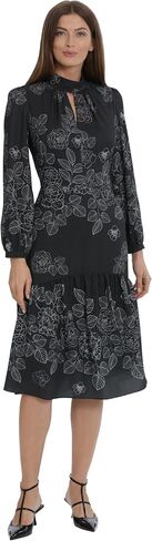 Maggy London Women's Banded Mock Neck Fit and Flare Dress in Kuwait