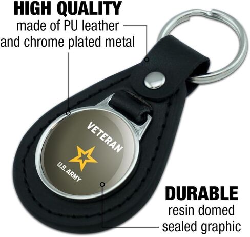 GRAPHICS & MORE Black Leather U.S. Army Veteran Logo Keychain in Saudi Arabia