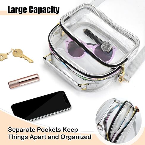 Hysagtek Clear Purses for Women Stadium, Clear Bag Stadium Approved Concert Clear Crossbody Bag See Through Handbag in Saudi Arabia