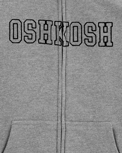 OshKosh B'Gosh Boys' Full Zip Logo Hoodie, Medium Grey Heather, 4 in Saudi Arabia