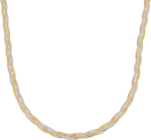 Kooljewelry 10k Tricolor Gold Braided Herringbone Chain Necklace for Women (3.4 mm, 18 inch) in Saudi Arabia