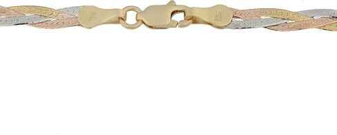 Kooljewelry 10k Tricolor Gold Braided Herringbone Chain Necklace for Women (3.4 mm, 18 inch) in Saudi Arabia