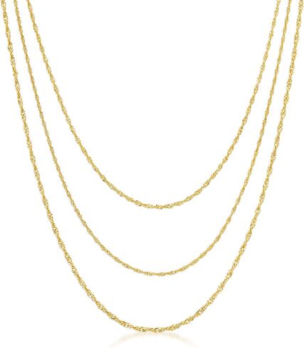 Ross-Simons 18KT Gold Over Sterling 3-Strand Singapore Chain Layered Necklace. 18 inches in Saudi Arabia
