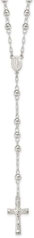 Diamond2Deal Sterling Silver Polished Rosary 26 inch Necklace Fine Jewelry Gift for Women in Saudi Arabia