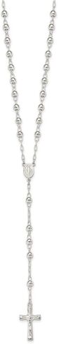 Diamond2Deal Sterling Silver Polished Rosary 26 inch Necklace Fine Jewelry Gift for Women in Saudi Arabia