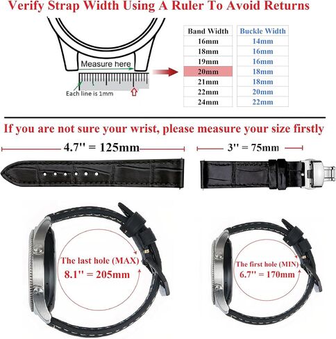 18mm Black Alligator Belly Leather Watch Band Deployment Clasp Men Quick Release Crocodile Exotic Replacement Wristwatch Strap Premium Handmade DH-01D-S-18MM in Kuwait