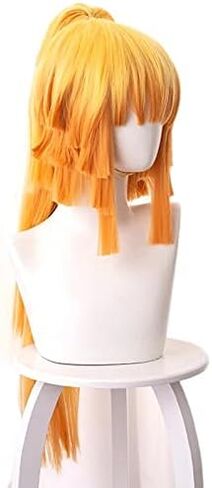 Zenitsu Cosply Wig Demon Slayer Costume Wig Female Long Anime Wig Kimetsu No Yaiba Wig with Free Hair Net Ponytail Synthetic for Anime Cosplay in Kuwait