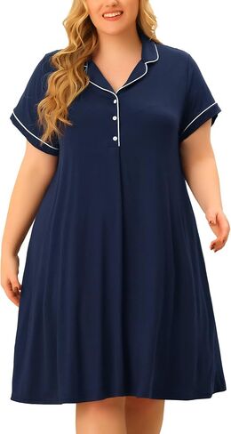 Agnes Orinda Plus Size Nightgowns for Women Button Down Sleepshirt Nightshirt Soft Sleepwear Pajama Dress in Saudi Arabia