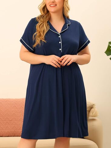 Agnes Orinda Plus Size Nightgowns for Women Button Down Sleepshirt Nightshirt Soft Sleepwear Pajama Dress in Saudi Arabia