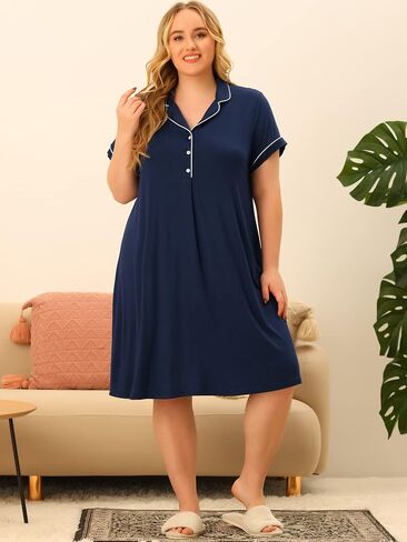 Agnes Orinda Plus Size Nightgowns for Women Button Down Sleepshirt Nightshirt Soft Sleepwear Pajama Dress in Saudi Arabia
