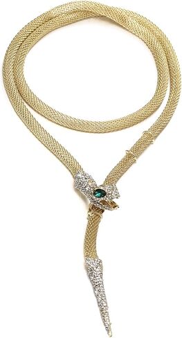 Mayfox Crystal Serpent Snake Choker Necklace Adjustable Waist Chain Body Necklace for Women Girls, Punk Costume Medusa Snake Multi-Purpose Halloween Accessories Jewelry in Saudi Arabia