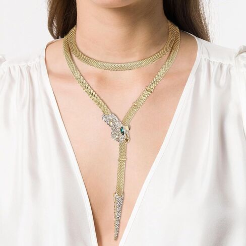 Mayfox Crystal Serpent Snake Choker Necklace Adjustable Waist Chain Body Necklace for Women Girls, Punk Costume Medusa Snake Multi-Purpose Halloween Accessories Jewelry in Saudi Arabia