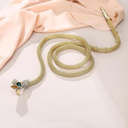 Mayfox Crystal Serpent Snake Choker Necklace Adjustable Waist Chain Body Necklace for Women Girls, Punk Costume Medusa Snake Multi-Purpose Halloween Accessories Jewelry in Saudi Arabia