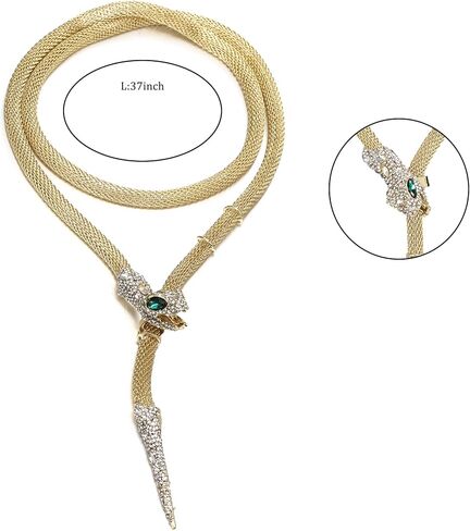 Mayfox Crystal Serpent Snake Choker Necklace Adjustable Waist Chain Body Necklace for Women Girls, Punk Costume Medusa Snake Multi-Purpose Halloween Accessories Jewelry in Saudi Arabia