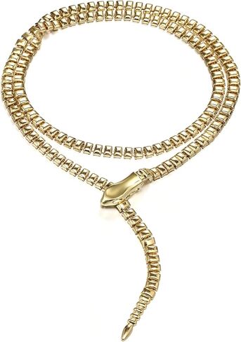 Mayfox Crystal Serpent Snake Choker Necklace Adjustable Waist Chain Body Necklace for Women Girls, Punk Costume Medusa Snake Multi-Purpose Halloween Accessories Jewelry in Saudi Arabia