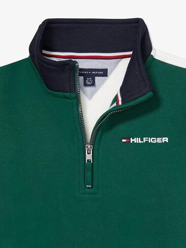 Tommy Hilfiger Boys' Adaptive Colorblock Mockneck Sweatshirt with Zipper Closure in Saudi Arabia