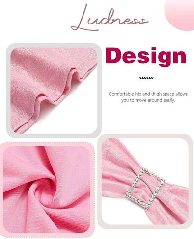 LUDRESS 2 قطعة تنورة وردية مجموعة الدانتيل يصل بريق المحاصيل الأعلى مثير نادي تنورة صغيرة الهذيان الرسن العلوي التألق قطع علوية للنساء in Kuwait