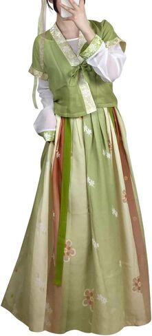 فستان Hanfu النسائي الحديث بياقة دائرية Duijin Qiyao Ruqun الصينية تانغ سلالة التقليدية زي الرقص أداء ارتداء in Kuwait