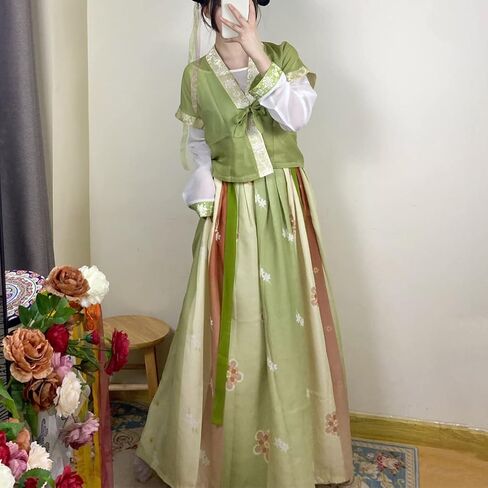 فستان Hanfu النسائي الحديث بياقة دائرية Duijin Qiyao Ruqun الصينية تانغ سلالة التقليدية زي الرقص أداء ارتداء in Kuwait