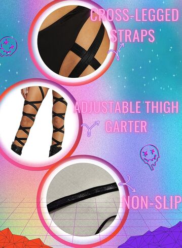 Ella Lust Women's Rave Garter Booty Shorts - Festival High Waisted Thong Bottom Sexy Leg Wrap Party Elastic Straps Accessory in Saudi Arabia