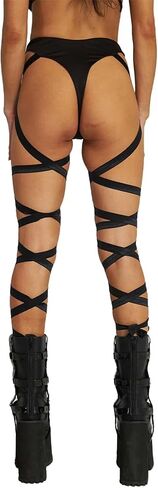 Ella Lust Women's Rave Garter Booty Shorts - Festival High Waisted Thong Bottom Sexy Leg Wrap Party Elastic Straps Accessory in Saudi Arabia