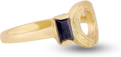 iCarats 18k Gold Vermeil Natural Baguette Cut Black Onyx Gemstone Ring 925 Sterling Silver Yellow Gold Plated July Birthstone Statement Ring For Women Bezel Setting in Saudi Arabia