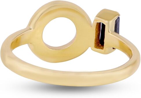 iCarats 18k Gold Vermeil Natural Baguette Cut Black Onyx Gemstone Ring 925 Sterling Silver Yellow Gold Plated July Birthstone Statement Ring For Women Bezel Setting in Saudi Arabia