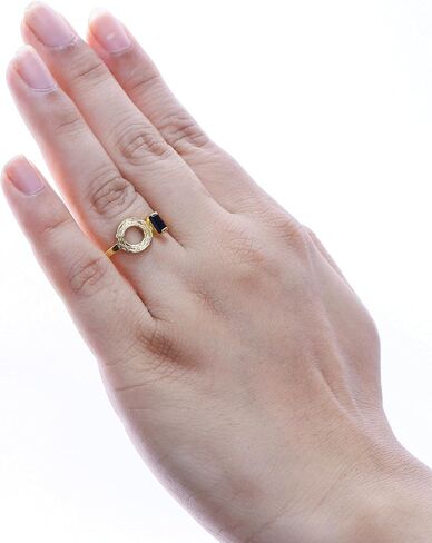 iCarats 18k Gold Vermeil Natural Baguette Cut Black Onyx Gemstone Ring 925 Sterling Silver Yellow Gold Plated July Birthstone Statement Ring For Women Bezel Setting in Saudi Arabia