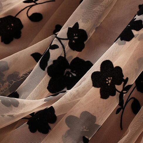 Women's Floral Print Mesh A-Line Midi Skirt 3D Posy Tulle Layered Skirt in Saudi Arabia