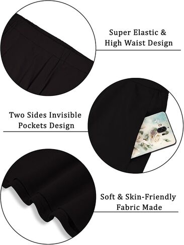 Moon Wood Women's Plus Size Midi Skirt-High Waist A-Line Pockets Flared Skater Skirts in Saudi Arabia