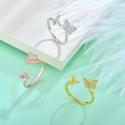 STARCHENIE Butterfly Ring for Women 925 Sterling Silver Adjustable Rings Size 7 in Saudi Arabia