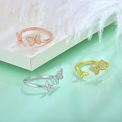 STARCHENIE Butterfly Ring for Women 925 Sterling Silver Adjustable Rings Size 7 in Saudi Arabia