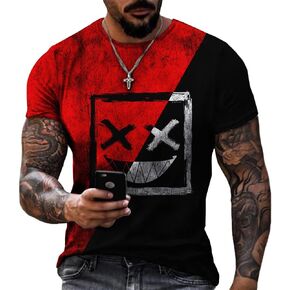 Taamlou Men's Muscle Fitness Short Sleeve Printed Personalized Fashion Sweatshirt Fashionable T-Shirt