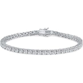 Traditional Bridal Jewelry 20 CT AAA CZ Round Solitaire Tennis Bracelet For Women Wedding & Simulated Green Emerald Cubic Zirconia .925 Sterling Silver Rhodium 7.5,8 Inch