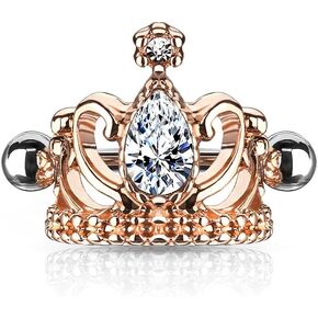 Pierced Owl 16GA Stainless Steel Tear Drop CZ Crystal Tiara Cartilage Helix Cuff Earring (Gold Tone)