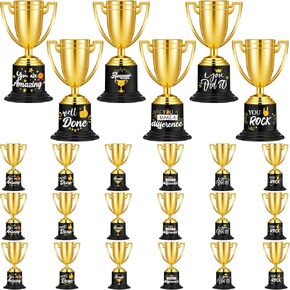 Fulmoon 24 Pack Award Trophies Plastic Gold Trophy Awards and Trophies Kids Funny Gold Award Trophy for Kids Adults Employee Teacher Party Competitions Props Rewards Prizes, 6 Styles