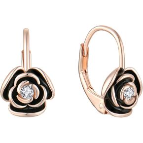 Starchenie Rose Leverback Earrings for Women Girls 925 Sterling Silver Hypoallergenic Jewelry