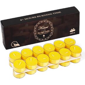 Tea Lights Candles Unscented 24 Pack Smokeless Dripless with 4 Hour, Small Votive Candle for Home, Pool, Shabbat, Weddings & Emergencies