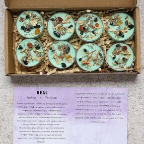 Tealight Soy Candles with Crystals And Herbs, Handmade Energy Candles, Healing Crystal Soy Candles, Aromatherapy Candles. (Green)