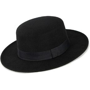 Pork Pie Hat for Men Women Short Brim Fedora Flat Hat Wool Felt Boater Panama Hats