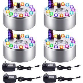4 Pcs Halloween Mist Maker Ultrasonic Fogger Water Fountain Pond Fog Machine with 12 LED Light Color Change Indoor Fountain for Home Room Office Outdoor Holiday